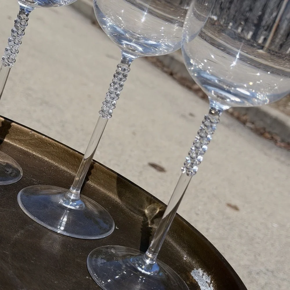 Rosenthal Studio Line Crystal Wine Glasses‎ Set 5 Beaded Stem Germany